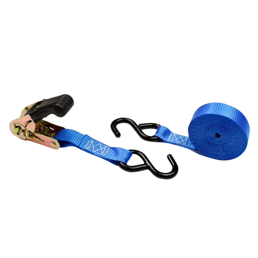 1 inch x 15 ft Cargo Ratchet Strap With Vinyl S Hooks