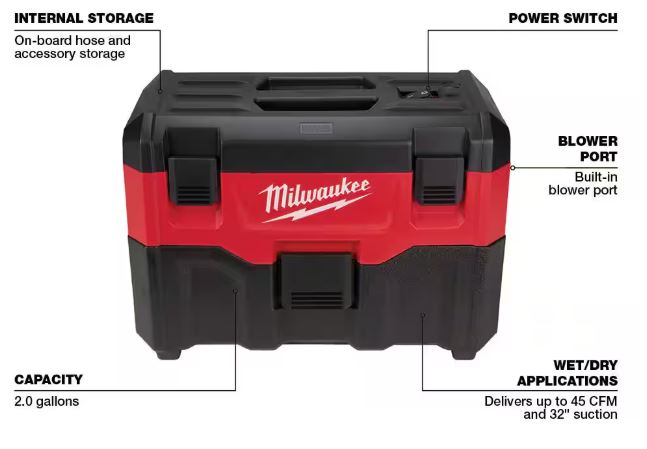 M18 18-Volt 2 Gal. Lithium-Ion Cordless Wet/Dry Vacuum (Vacuum-Only)