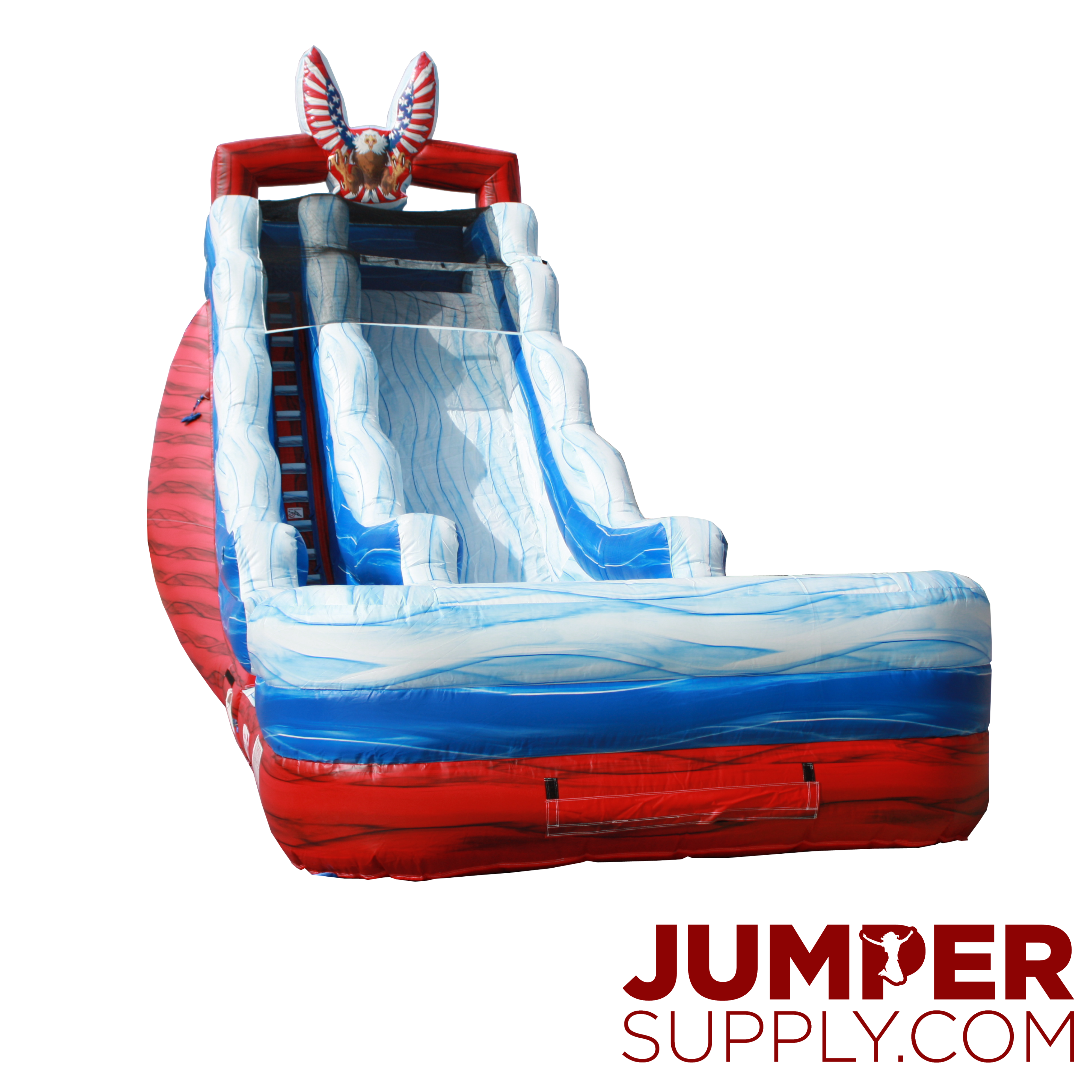 20' Water Slide - Red & Blue Marble with American Eagle & Removable Pool, Sitting Height - 14