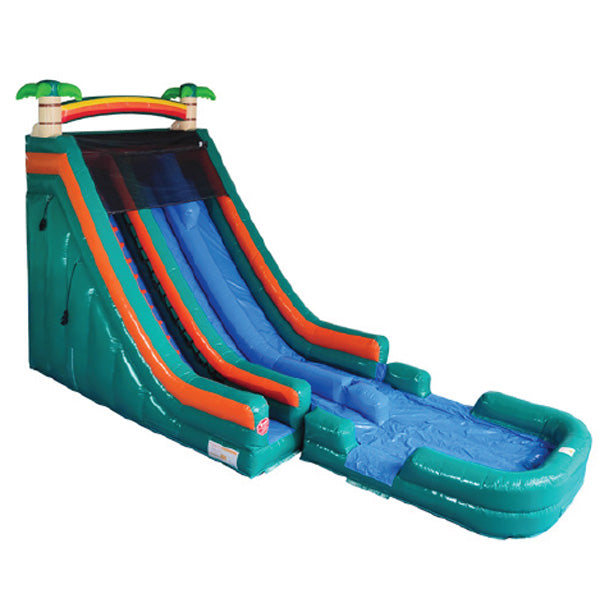 22'H Dual Lane Palm Tree Slide With Removable Pool
