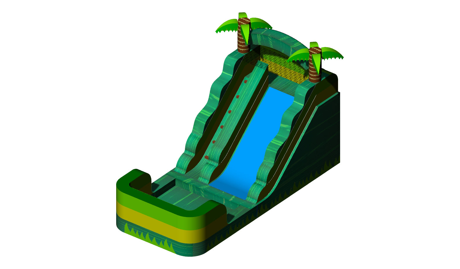 14' Water Slide Single Lane ("Green Marble, Yellow Trim, Green Trim
 Sewn Pool")