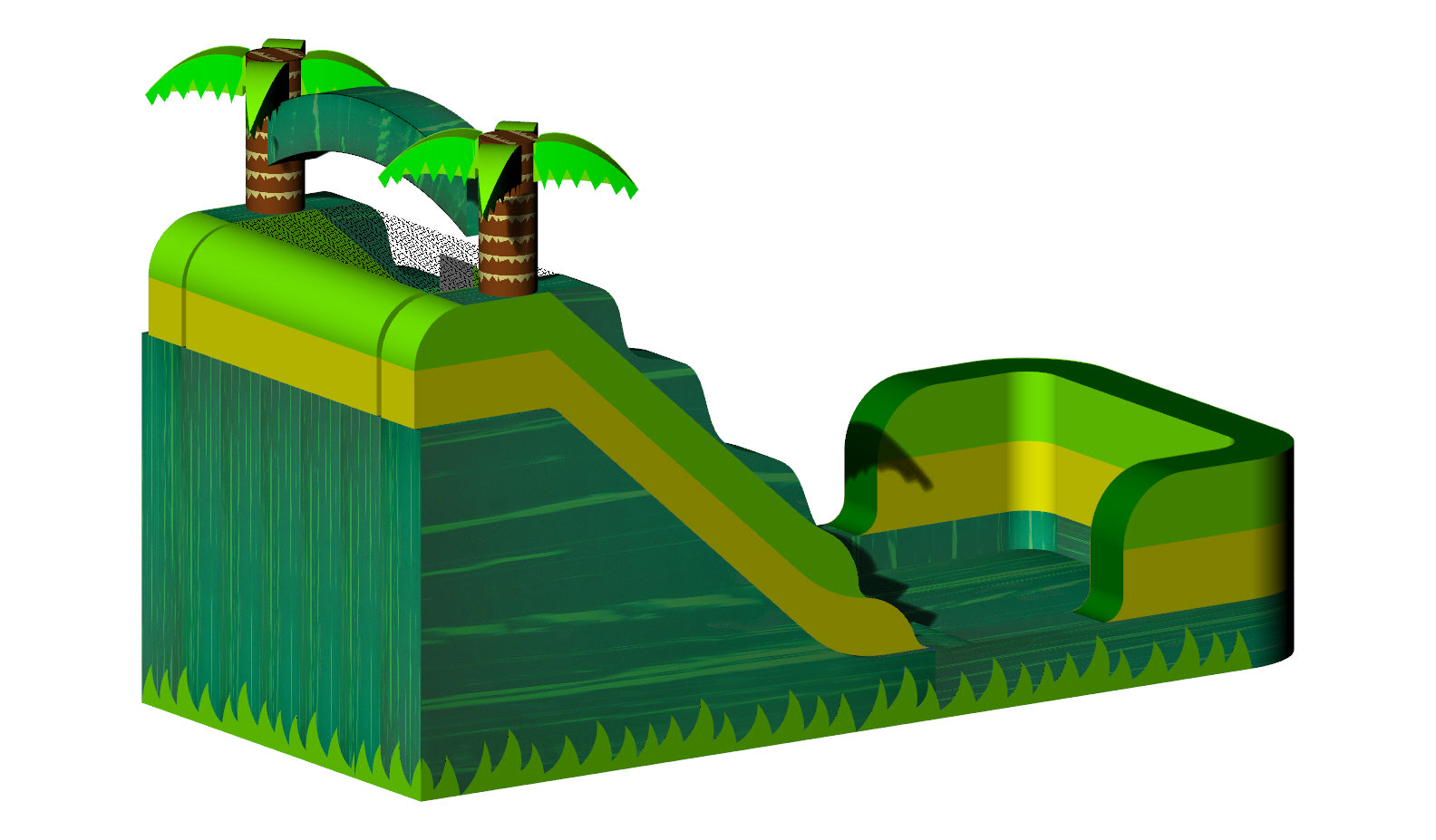 14' Water Slide Single Lane ("Green Marble, Yellow Trim, Green Trim
 Sewn Pool")