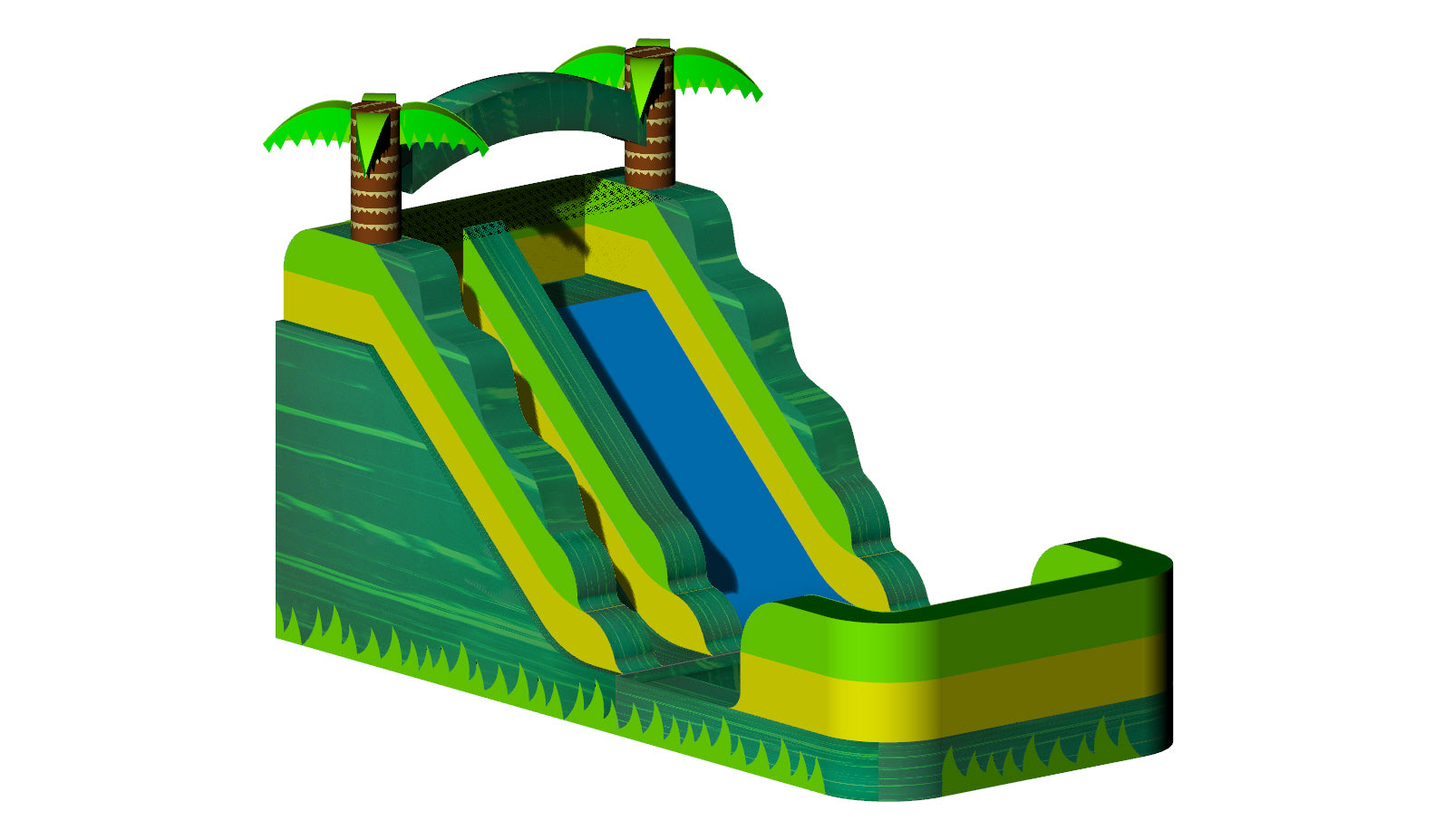 14' Water Slide Single Lane ("Green Marble, Yellow Trim, Green Trim
 Sewn Pool")