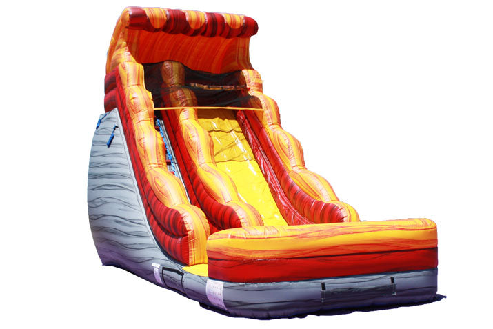 14' Water Slide Single Lane (Volcano Grey, Red, Orange Marble Sewn Pool)