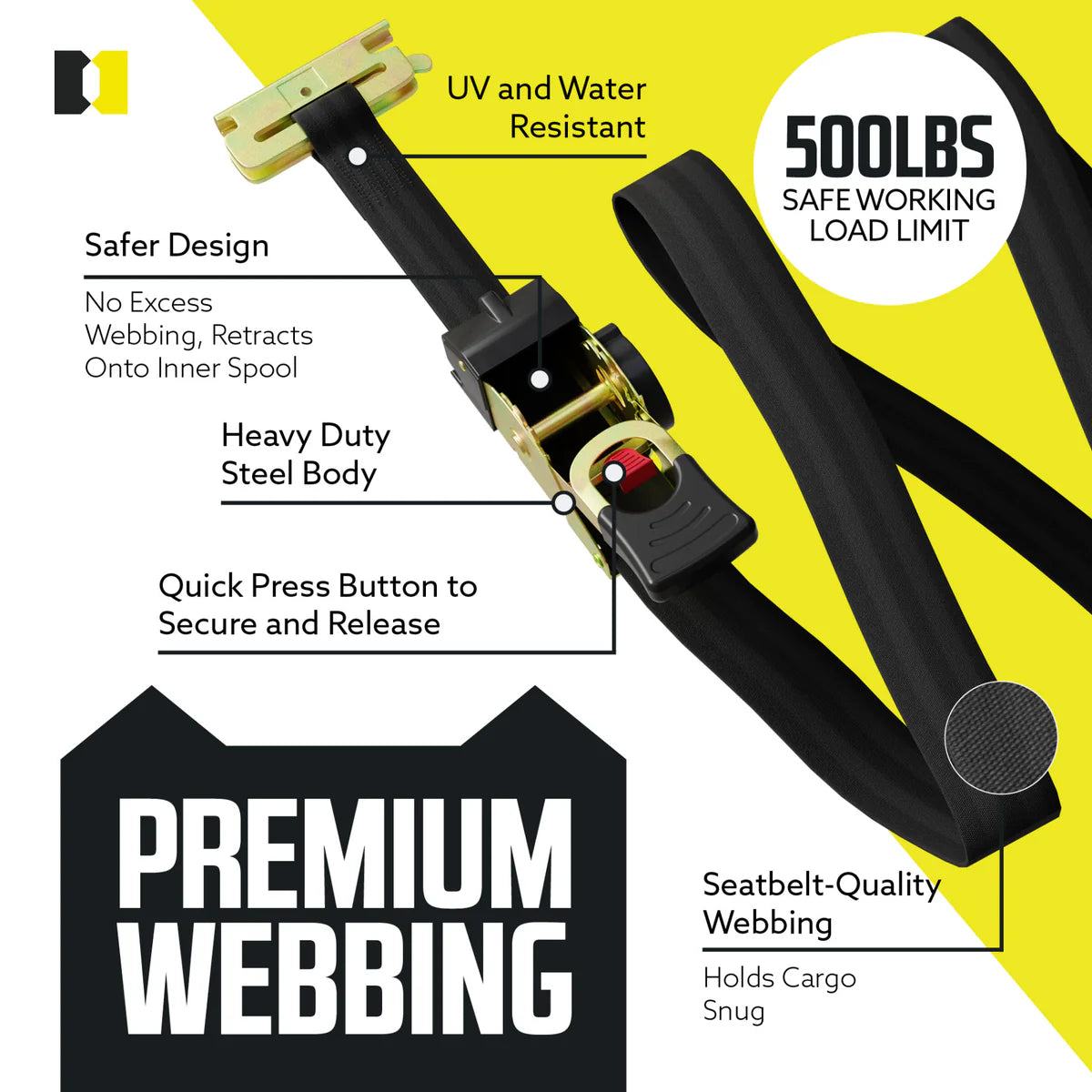1 inch x 6 ft E track Retractable Ratchet Straps