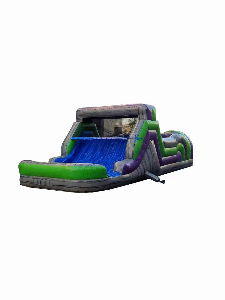 1 Piece Obstacle Course 35' - Wet/Dry Slide
 - Purple/Green/Grey Marble