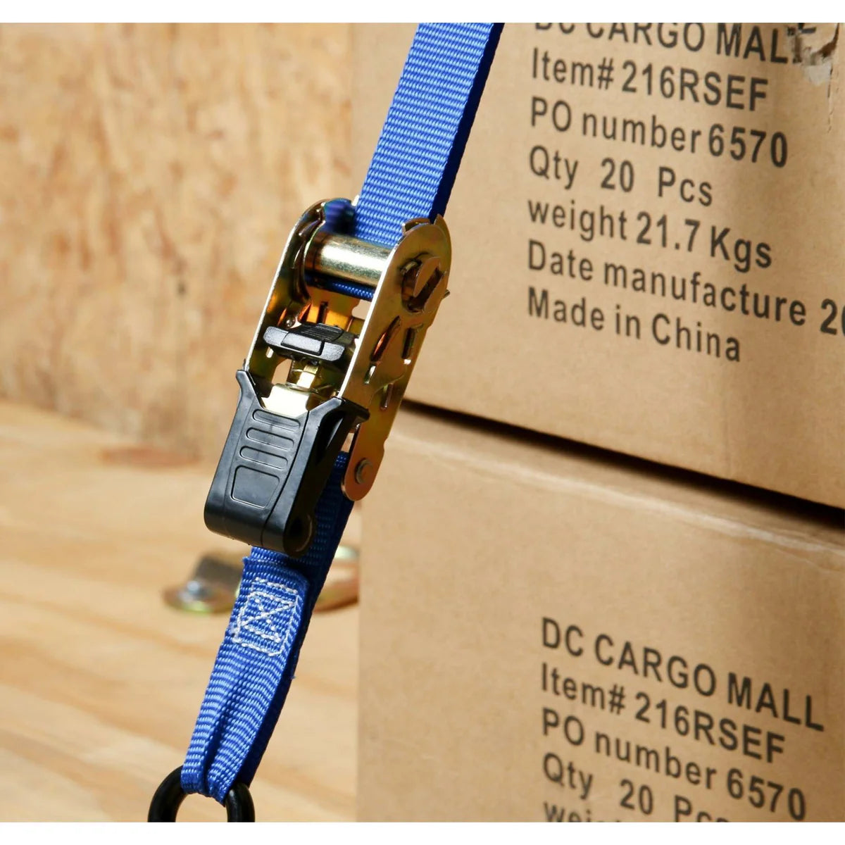1 inch x 15 ft Cargo Ratchet Strap With Vinyl S Hooks