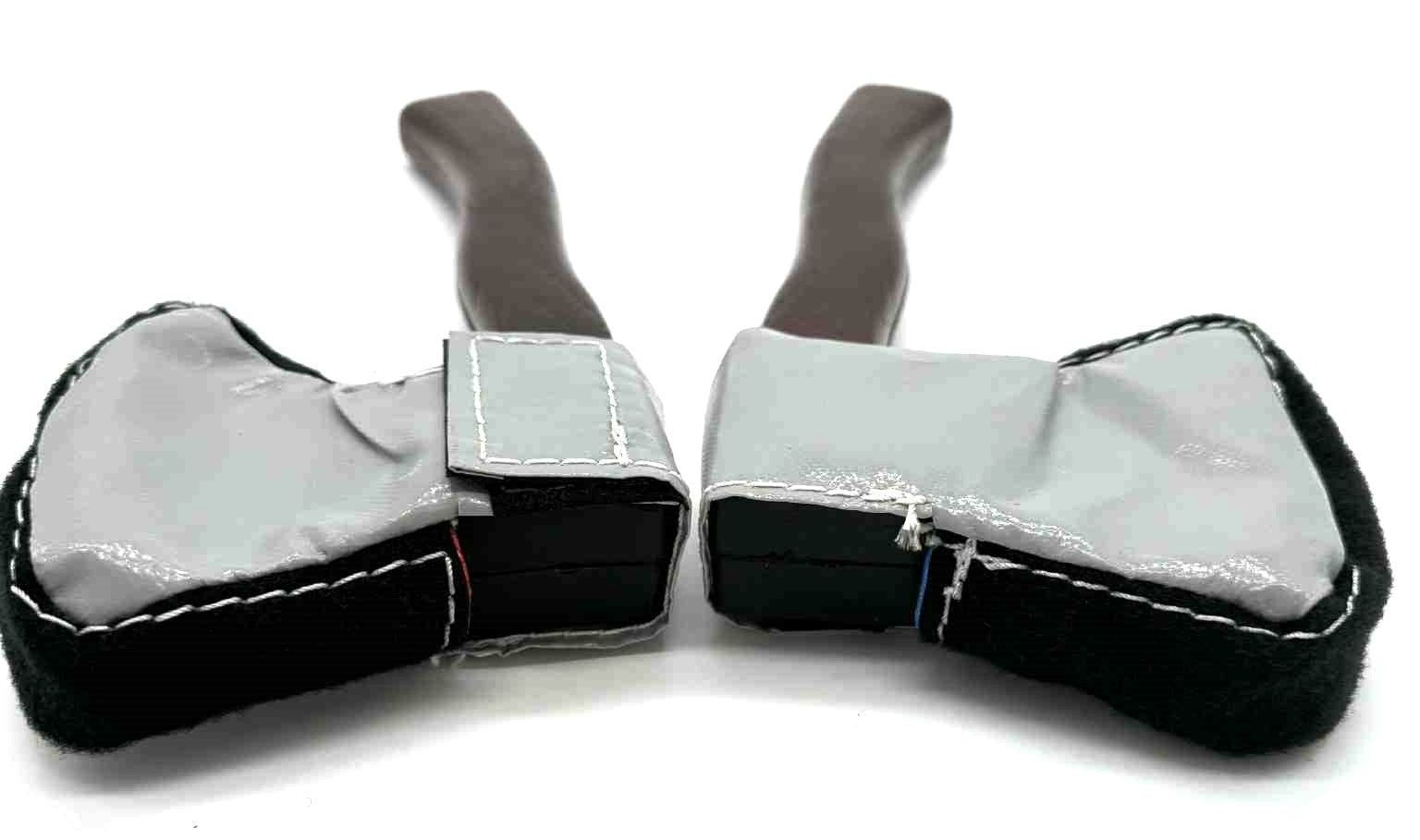 Two black and silver Loop style velcro axes