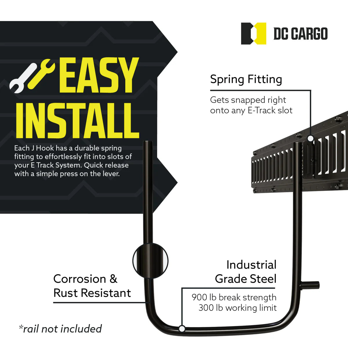 Heavy-Duty 9" E track Large U-Hanger