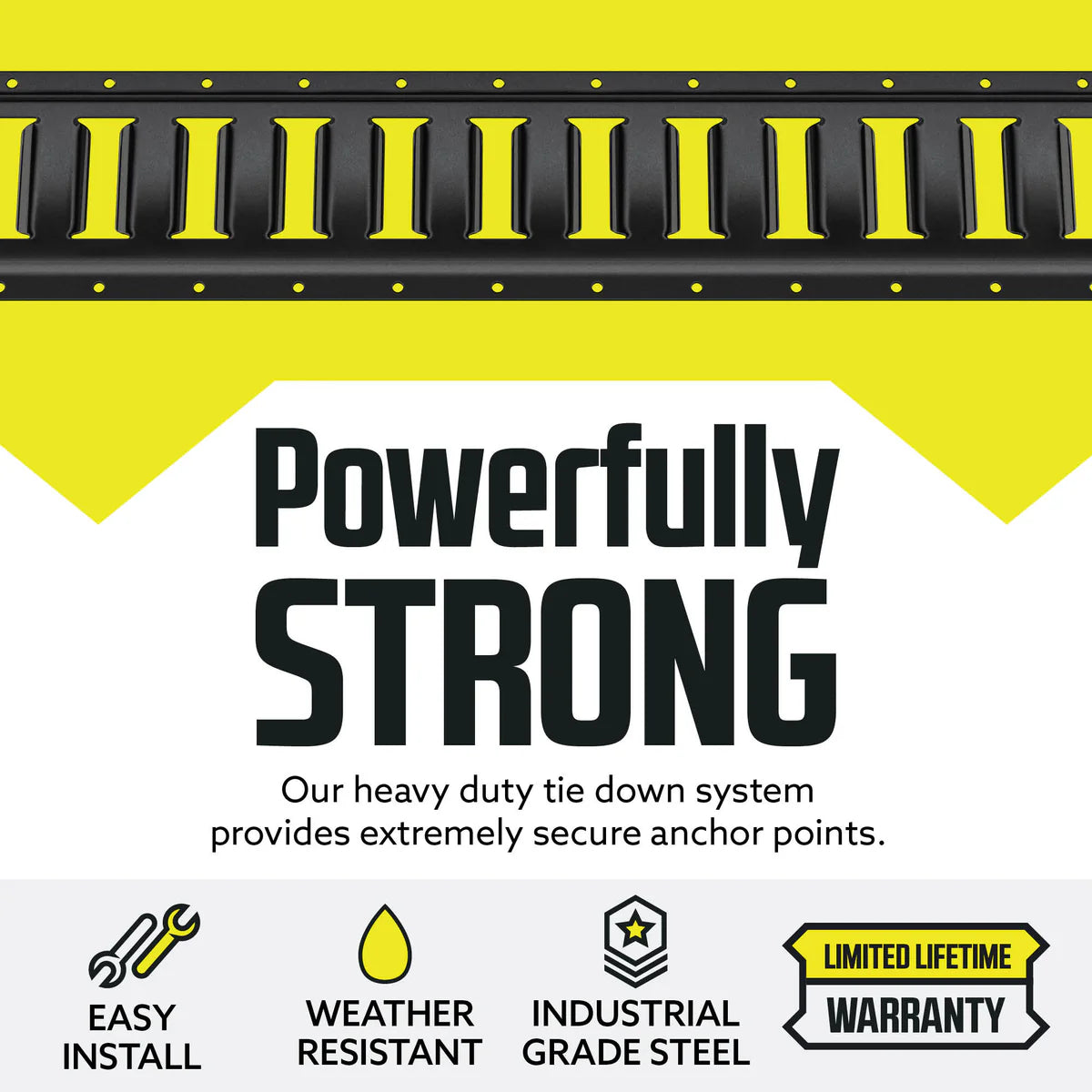 5' Long E track Powder Coated Rails (4 Pack) with End Caps and Installation Hardware