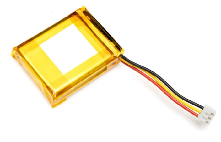 Yellow replacement battery pack with wire and plug connector for IPS bulb system on white background.