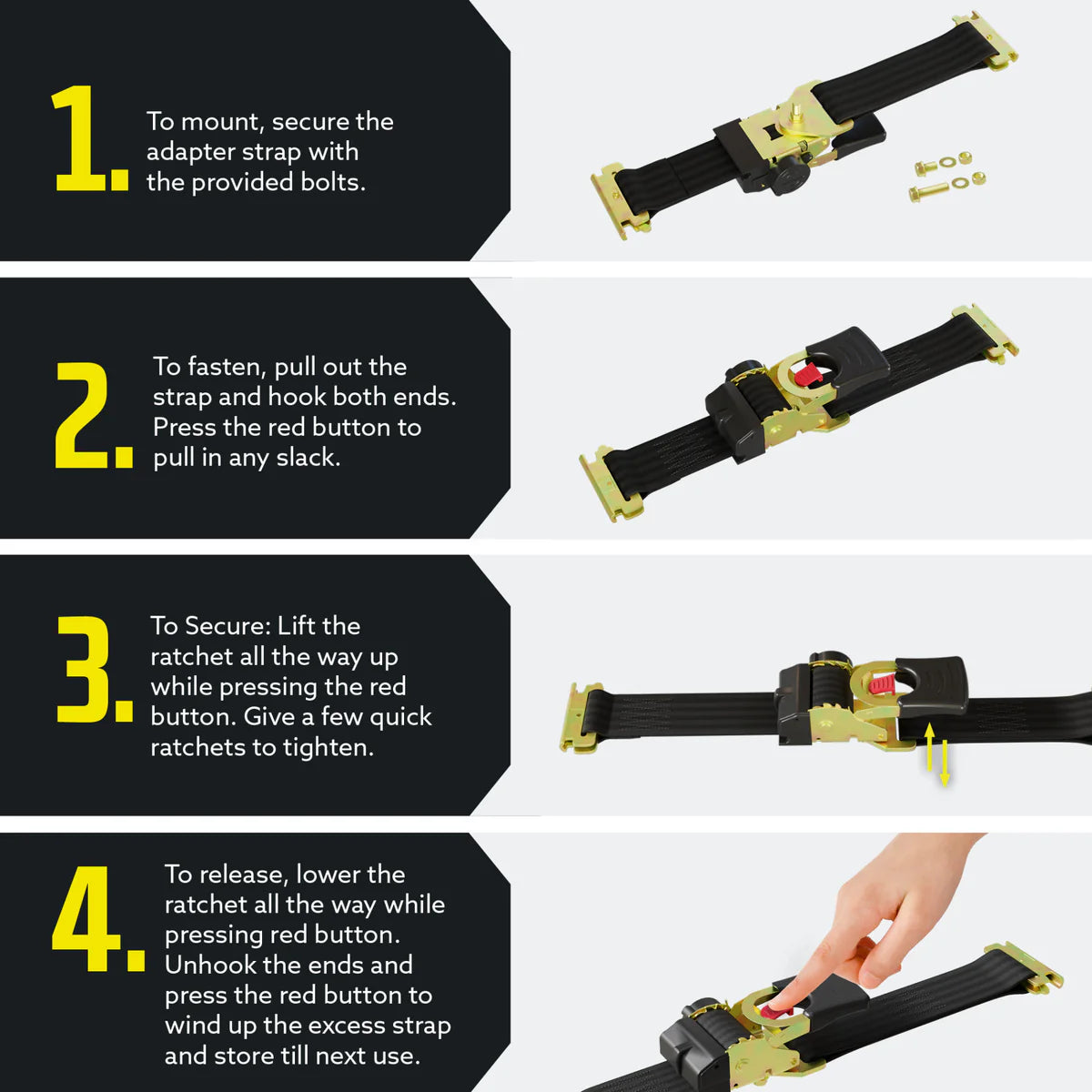 2 inch x 10 ft E track Retractable Ratchet Straps