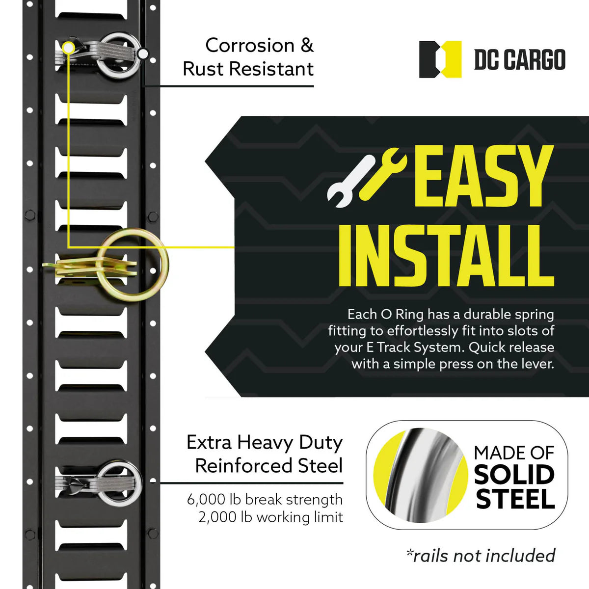 2" E-Track O-Ring Tie-Down, Heavy Duty - 2,000 lbs.